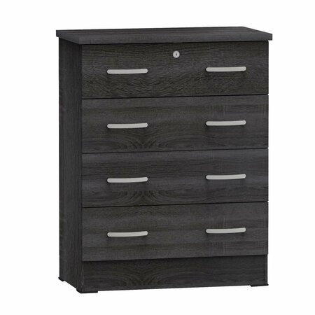 BETTER HOME 39 x 29 x 16 in. Cindy 4 Drawer Chest Wooden Dresser with Lock, Oak 616859965287